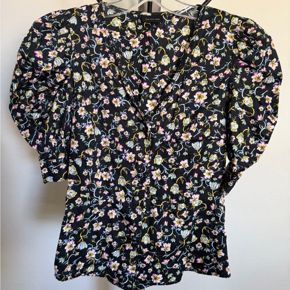 Who What Wear Tops - Who What Wear Black Floral Blouse